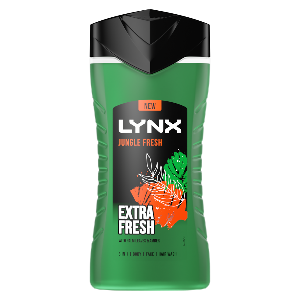 Lynx Jungle Fresh 3 in 1 Shower Gel 225ml with Palm Leaves & Amber Scent