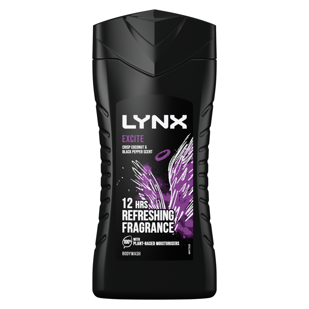 Lynx Excite Shower Gel 225ml with Crisp Coconut & Black Pepper Scent