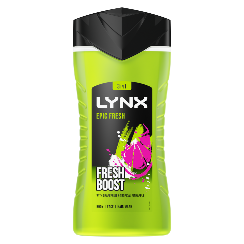 Lynx Epic Fresh 3 in 1 Shower Gel 225ml with Grapefruit & Tropical Pineapple Scent