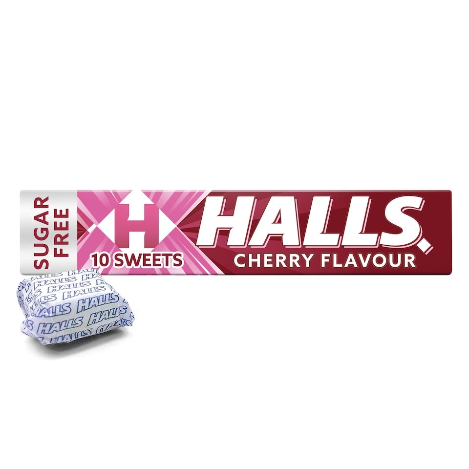 Halls Cherry Sugar Free Menthol Sweets, Clearing Menthol Action, Long-Lasting Freshness, 20 x 32g Pack