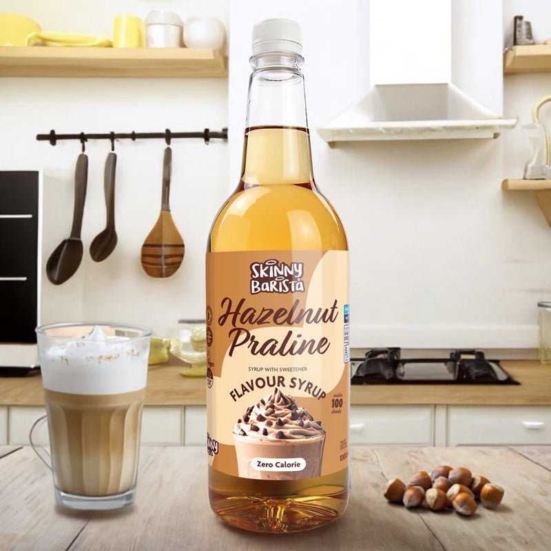 Skinny Barista Hazelnut Flavour Syrup - Zero Calorie Sugar Free Skinny Coffee - 1 Litre