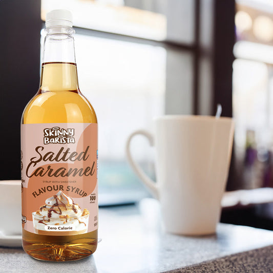 Skinny Barista Salted Caramel Flavour Syrup - Zero Calorie Sugar Free Skinny Coffee - 1 Litre