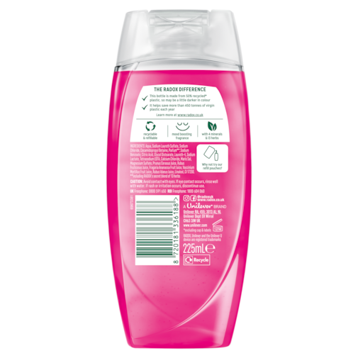 Radox Feel Radiant Shower Gel 225ml with Strawberry & Raspberry