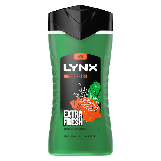 Lynx Jungle Fresh 3 in 1 Shower Gel 225ml with Palm Leaves & Amber Scent