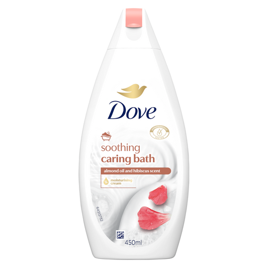 Dove Soothing Caring Bath 450ml with Almond Oil and Hibiscus Scent