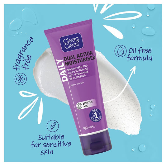 Clean & Clear Daily Dual Action Moisturiser Face Cream 100ml