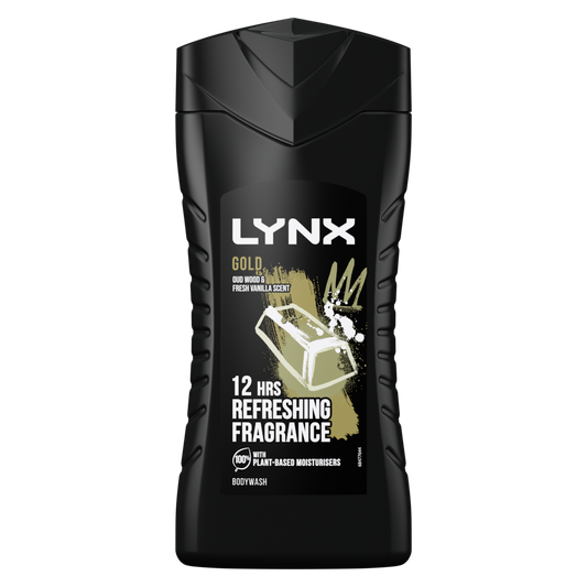 Lynx Gold Shower Gel 225ml with Oud Wood & Fresh Vanilla Scent