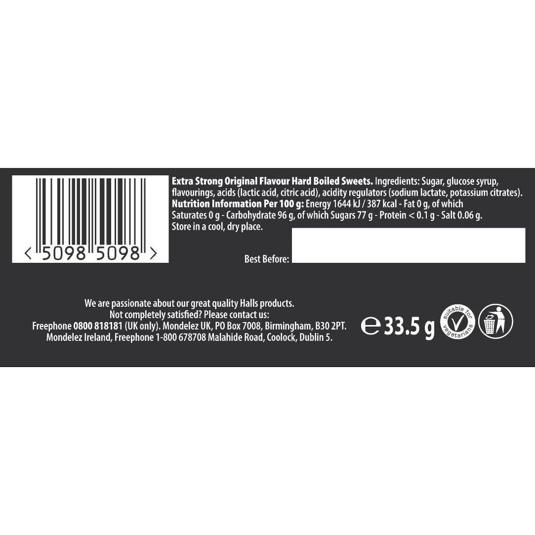 Halls Extra Strong Menthol Sweets, Clearing Menthol Action, Long-Lasting Freshness, 20 x 33.5g Pack