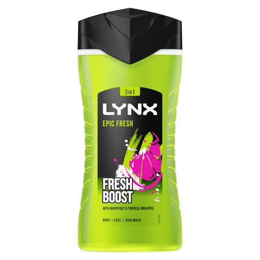 Lynx Epic Fresh 3 in 1 Shower Gel 225ml with Grapefruit & Tropical Pineapple Scent
