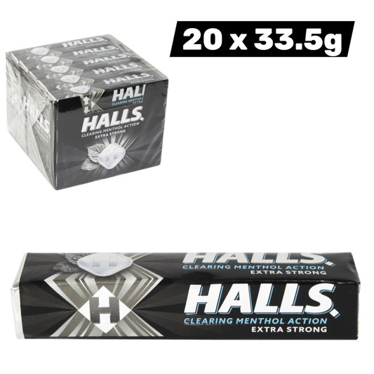 Halls Extra Strong Menthol Sweets, Clearing Menthol Action, Long-Lasting Freshness, 20 x 33.5g Pack