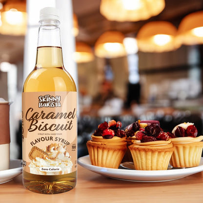 Skinny Barista Caramel Biscuit Flavour Syrup - Zero Calorie Sugar Free Skinny Coffee - 1 Litre