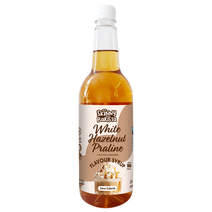 Skinny Barista White Hazelnut Praline Flavour Syrup - Zero Calorie Sugar Free Skinny Coffee - 1 Litre